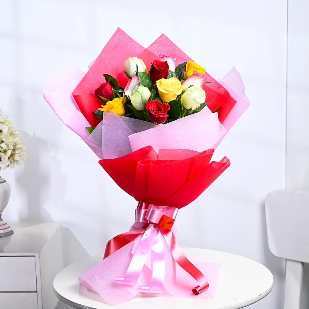 Mix Flowers  Roses Garden Wrapped In Pink — view 1 of 3