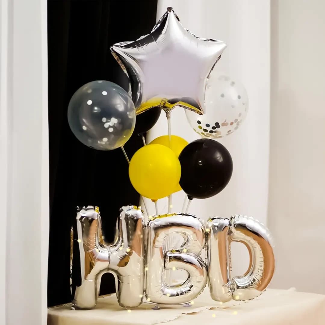 Silver Surprise HBD Balloon Bouquet Set — view 1 of 1