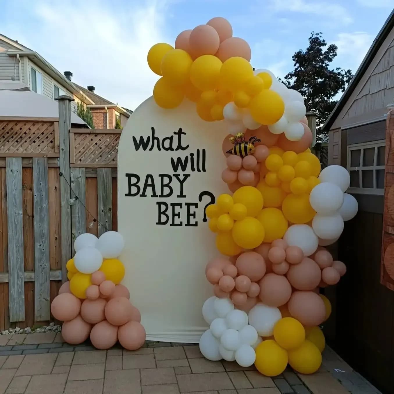 Outdoor Baby Shower Balloon Decoration Setup — view 1 of 2