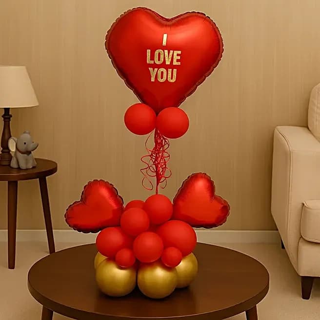I Love You Red & Golden Balloon Bouquet Set — view 1 of 5
