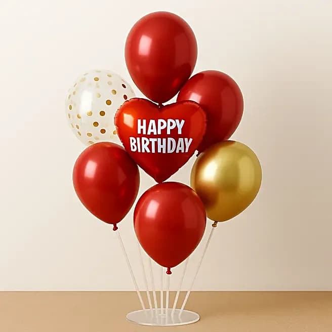 Red N Gold Birthday Balloon Stand Set — view 1 of 4